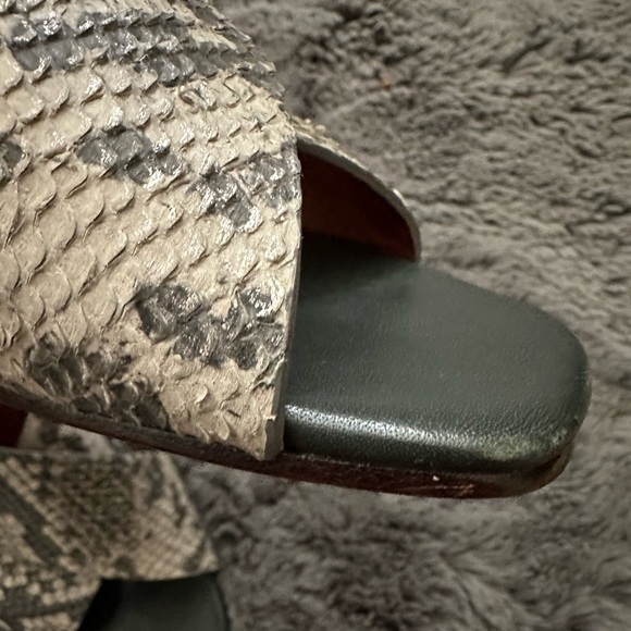 Rebecca Minkoff Black Gray Snake Print Slingback Heels - Picture 3 of 14